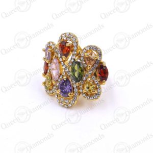 Υπέροχο vintage style δαχτυλίδι με Swarovski Diamonds, σε χρυσό 18 καρατίων